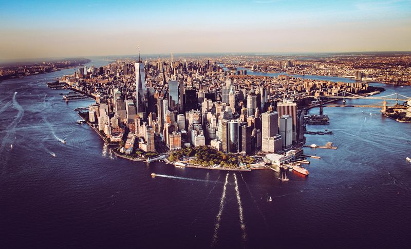 Aerial view of Manhattan island