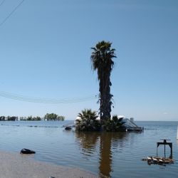 Flooding caused by the return of Tulare Lake in Central Valley, California.