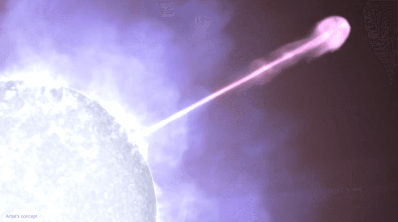 Artist's impression of how a jet from a GRB might look if we saw it side on, rather than heading straight to Earth as the ones we observe do.